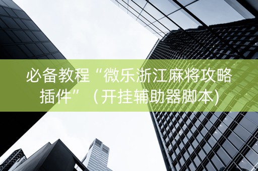 必备教程“微乐浙江麻将攻略插件”（开挂辅助器脚本)