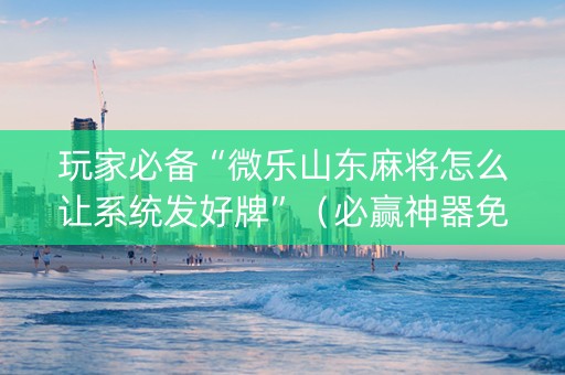 玩家必备“微乐山东麻将怎么让系统发好牌”（必赢神器免费安装)