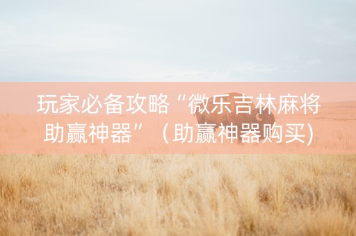 玩家必备攻略“微乐吉林麻将助赢神器”（助赢神器购买)