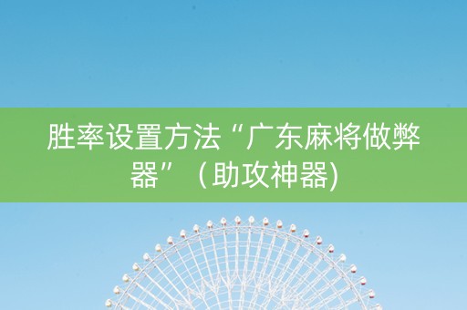 胜率设置方法“广东麻将做弊器”（助攻神器)
