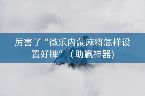 厉害了“微乐内蒙麻将怎样设置好牌”（助赢神器)