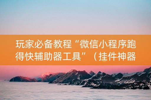 玩家必备教程“微信小程序跑得快辅助器工具”（挂件神器)
