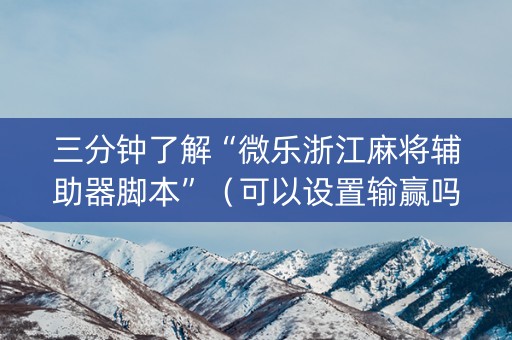 三分钟了解“微乐浙江麻将辅助器脚本”（可以设置输赢吗)