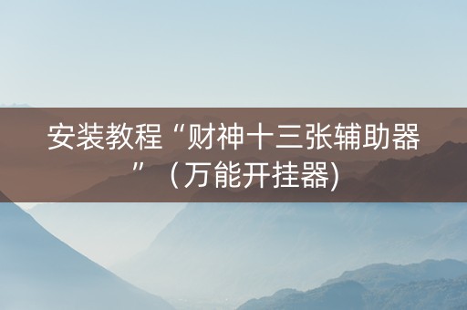 安装教程“财神十三张辅助器”（万能开挂器)