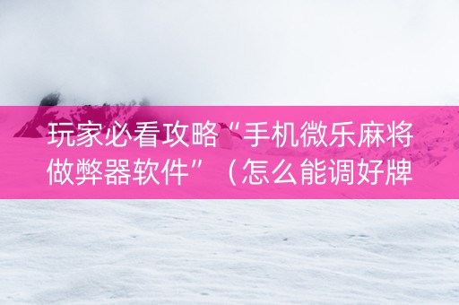 玩家必看攻略“手机微乐麻将做弊器软件”（怎么能调好牌)