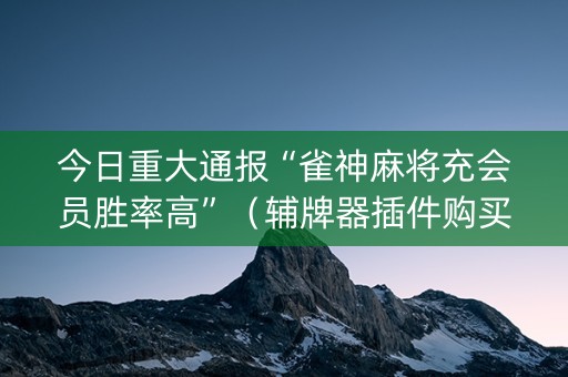 今日重大通报“雀神麻将充会员胜率高”（辅牌器插件购买)