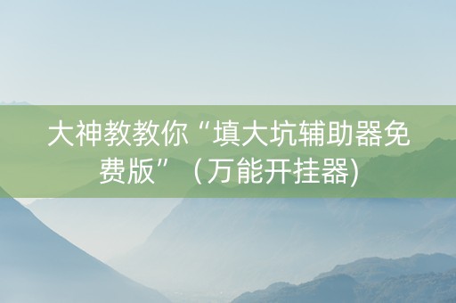 大神教教你“填大坑辅助器免费版”（万能开挂器)