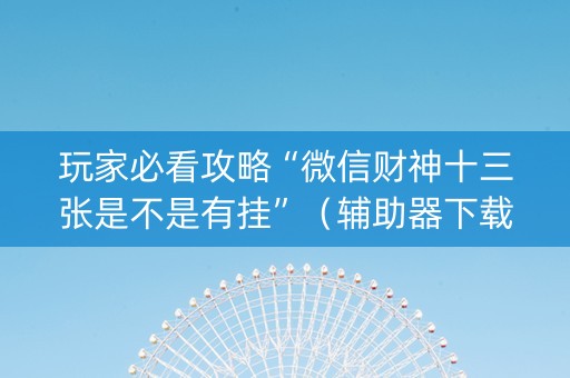 玩家必看攻略“微信财神十三张是不是有挂”（辅助器下载)