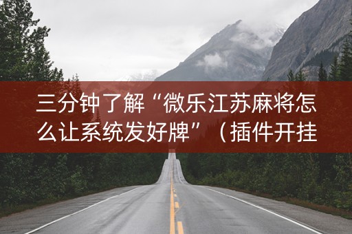 三分钟了解“微乐江苏麻将怎么让系统发好牌”（插件开挂免费AI)