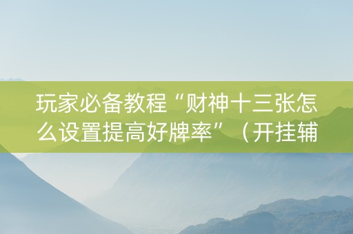 玩家必备教程“财神十三张怎么设置提高好牌率”（开挂辅助脚本)