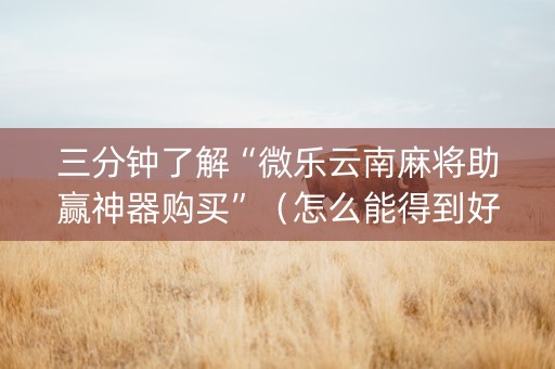 三分钟了解“微乐云南麻将助赢神器购买”（怎么能得到好牌)