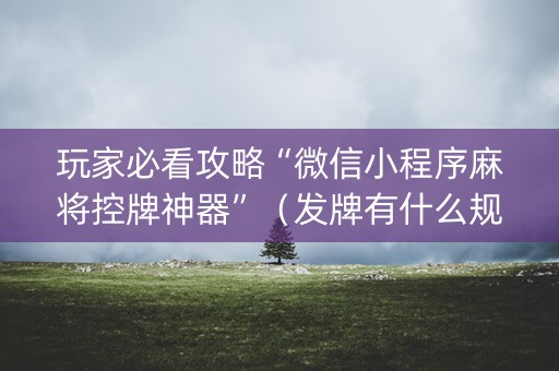 玩家必看攻略“微信小程序麻将控牌神器”（发牌有什么规律吗)