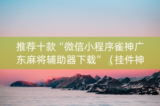 推荐十款“微信小程序雀神广东麻将辅助器下载”（挂件神器)