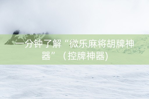 一分钟了解“微乐麻将胡牌神器”（控牌神器)