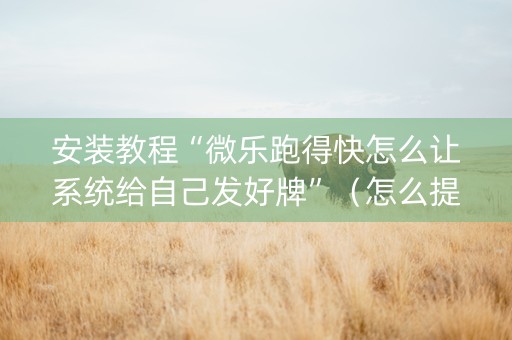 安装教程“微乐跑得快怎么让系统给自己发好牌”（怎么提高胜率)