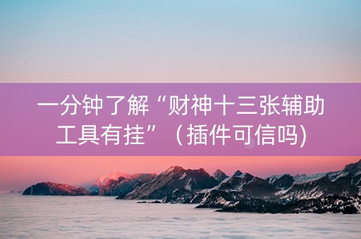 一分钟了解“财神十三张辅助工具有挂”（插件可信吗)