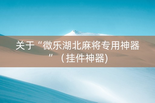 关于“微乐湖北麻将专用神器”（挂件神器)