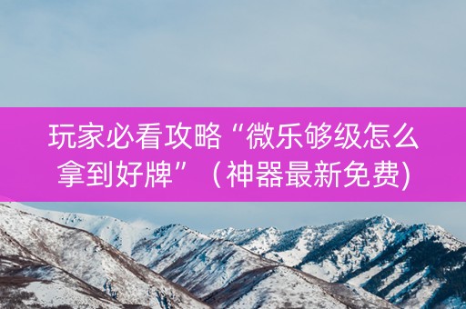 玩家必看攻略“微乐够级怎么拿到好牌”（神器最新免费)