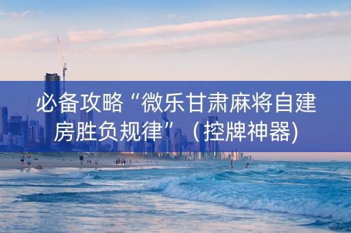 必备攻略“微乐甘肃麻将自建房胜负规律”（控牌神器)