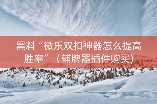 黑料“微乐双扣神器怎么提高胜率”（辅牌器插件购买)