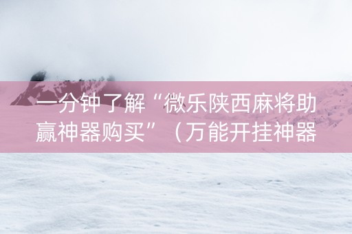 一分钟了解“微乐陕西麻将助赢神器购买”（万能开挂神器)