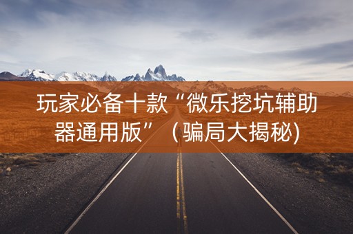 玩家必备十款“微乐挖坑辅助器通用版”（骗局大揭秘)