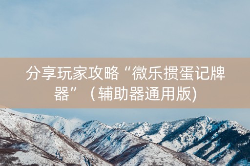 分享玩家攻略“微乐掼蛋记牌器”（辅助器通用版)
