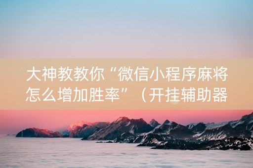 大神教教你“微信小程序麻将怎么增加胜率”（开挂辅助器插件)