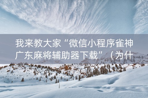 我来教大家“微信小程序雀神广东麻将辅助器下载”（为什么有人一直赢)