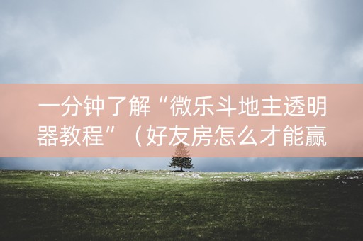 一分钟了解“微乐斗地主透明器教程”（好友房怎么才能赢)