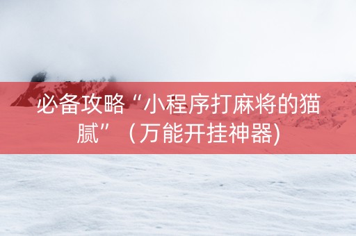 必备攻略“小程序打麻将的猫腻”（万能开挂神器)