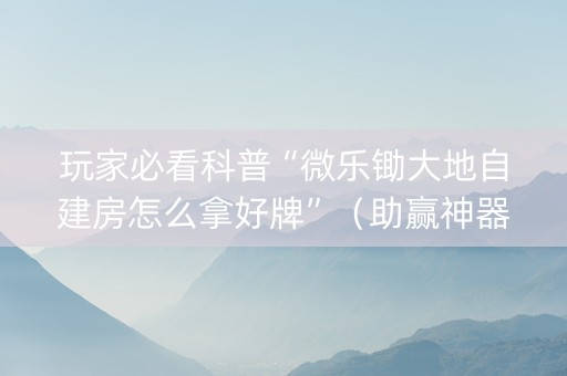 玩家必看科普“微乐锄大地自建房怎么拿好牌”（助赢神器)