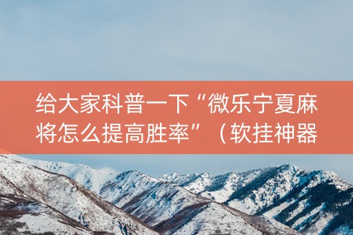 给大家科普一下“微乐宁夏麻将怎么提高胜率”（软挂神器)