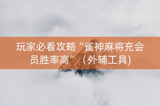 玩家必看攻略“雀神麻将充会员胜率高”（外辅工具)