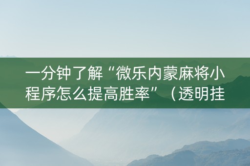 一分钟了解“微乐内蒙麻将小程序怎么提高胜率”（透明挂辅助器)