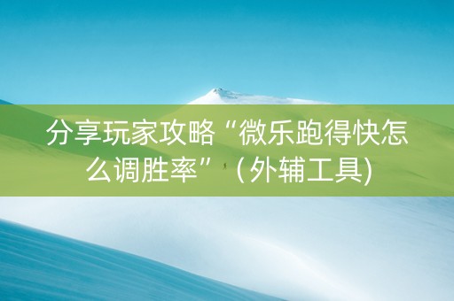 分享玩家攻略“微乐跑得快怎么调胜率”（外辅工具)