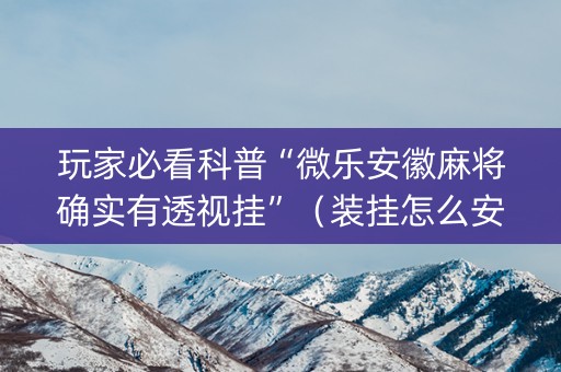 玩家必看科普“微乐安徽麻将确实有透视挂”（装挂怎么安装)