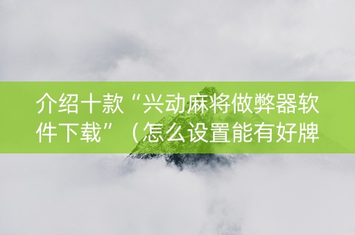 介绍十款“兴动麻将做弊器软件下载”（怎么设置能有好牌)