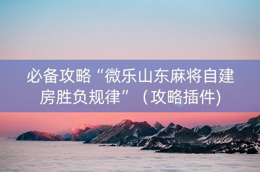 必备攻略“微乐山东麻将自建房胜负规律”（攻略插件)