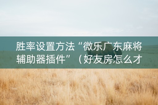 胜率设置方法“微乐广东麻将辅助器插件”（好友房怎么才能赢)