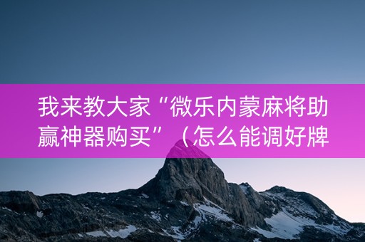 我来教大家“微乐内蒙麻将助赢神器购买”（怎么能调好牌)