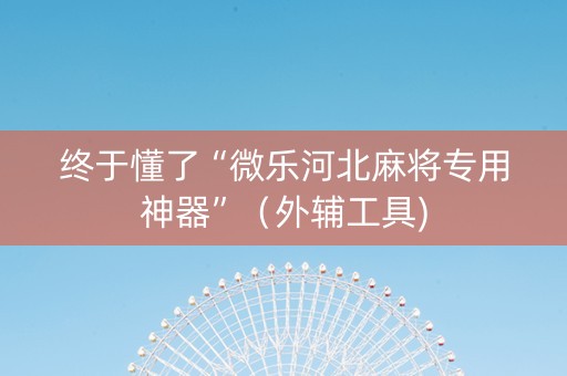 终于懂了“微乐河北麻将专用神器”（外辅工具)