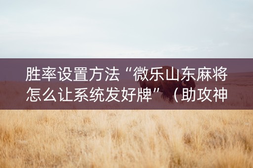 胜率设置方法“微乐山东麻将怎么让系统发好牌”（助攻神器)