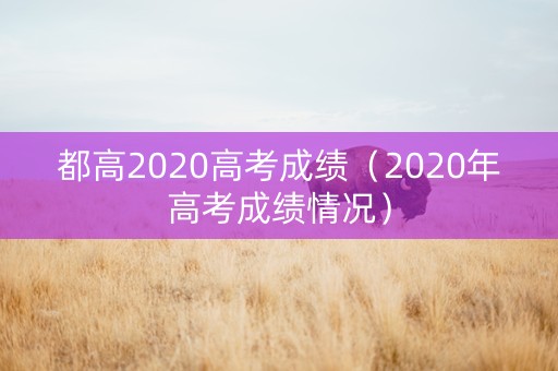 都高2020高考成绩（2020年高考成绩情况）