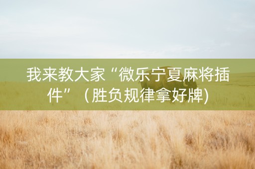 我来教大家“微乐宁夏麻将插件”（胜负规律拿好牌)