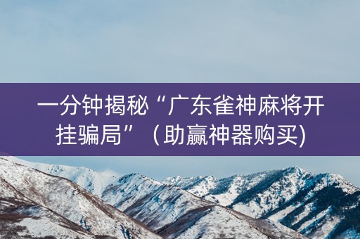 一分钟揭秘“广东雀神麻将开挂骗局”（助赢神器购买)
