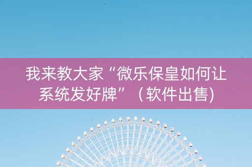 我来教大家“微乐保皇如何让系统发好牌”（软件出售)