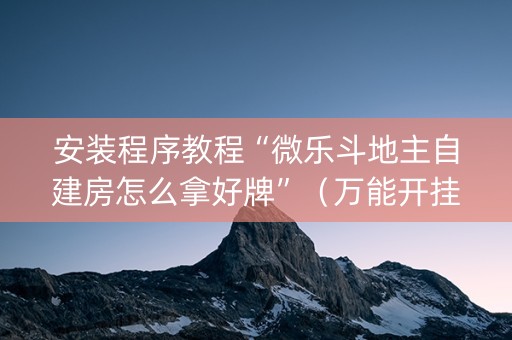 安装程序教程“微乐斗地主自建房怎么拿好牌”（万能开挂器)