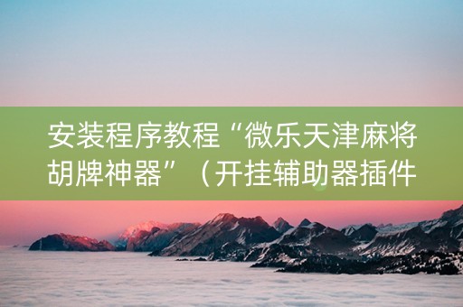 安装程序教程“微乐天津麻将胡牌神器”（开挂辅助器插件)