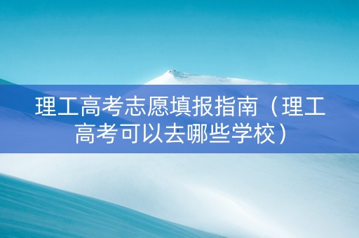 理工高考志愿填报指南（理工高考可以去哪些学校）